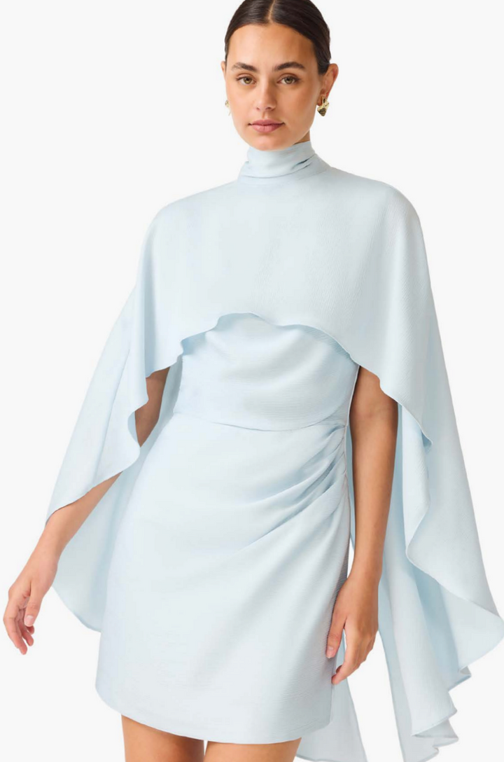 Auriella Cape Mini Dress Baby Blue