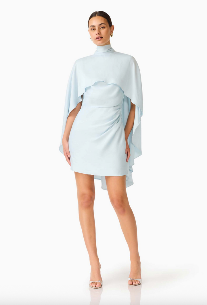 Auriella Cape Mini Dress Baby Blue