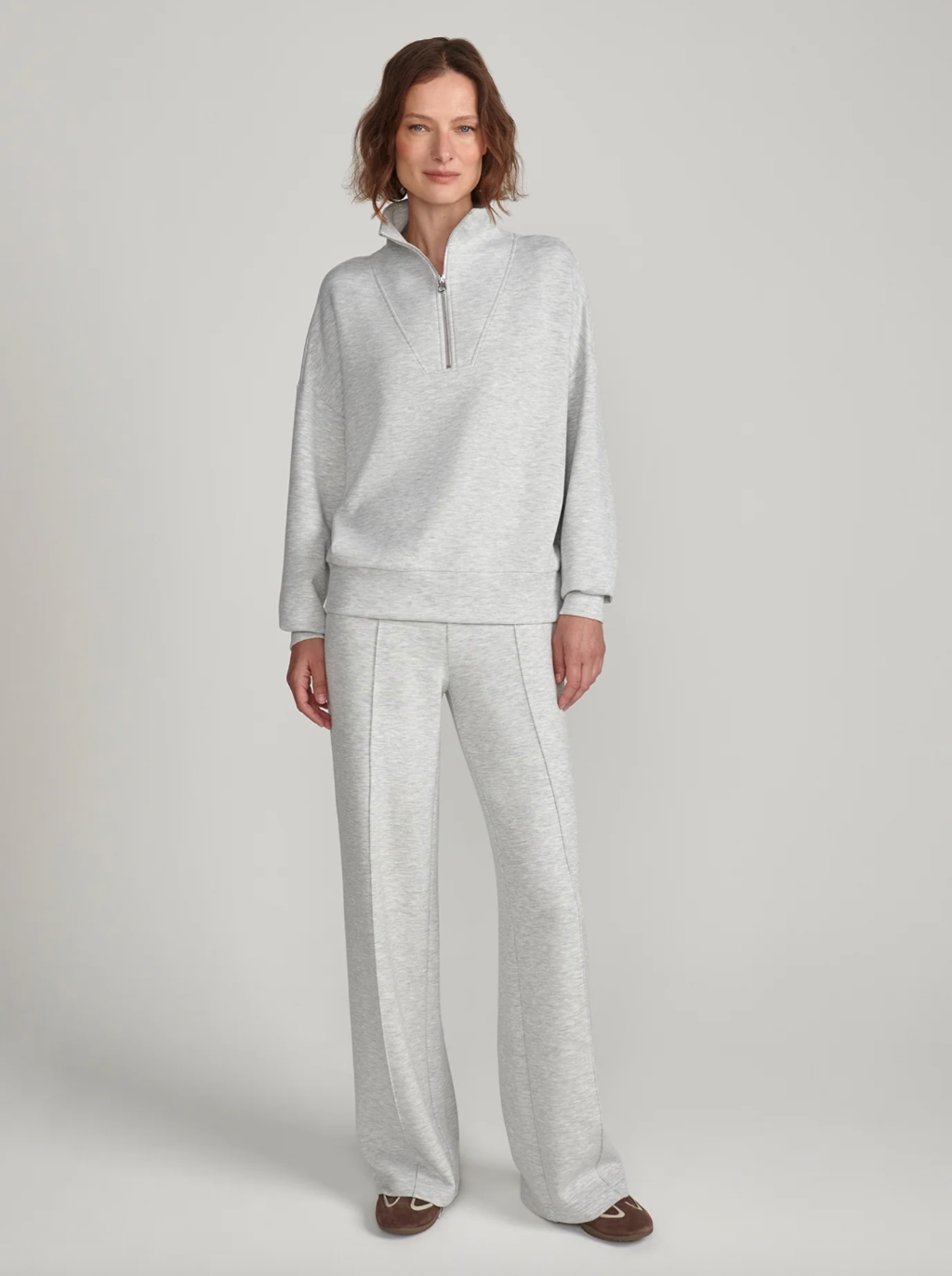 The Wide Leg Pant 30 Light Grey Marl