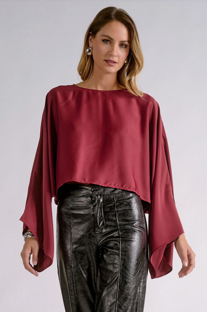 Laurie Crop Blouse Burgundy