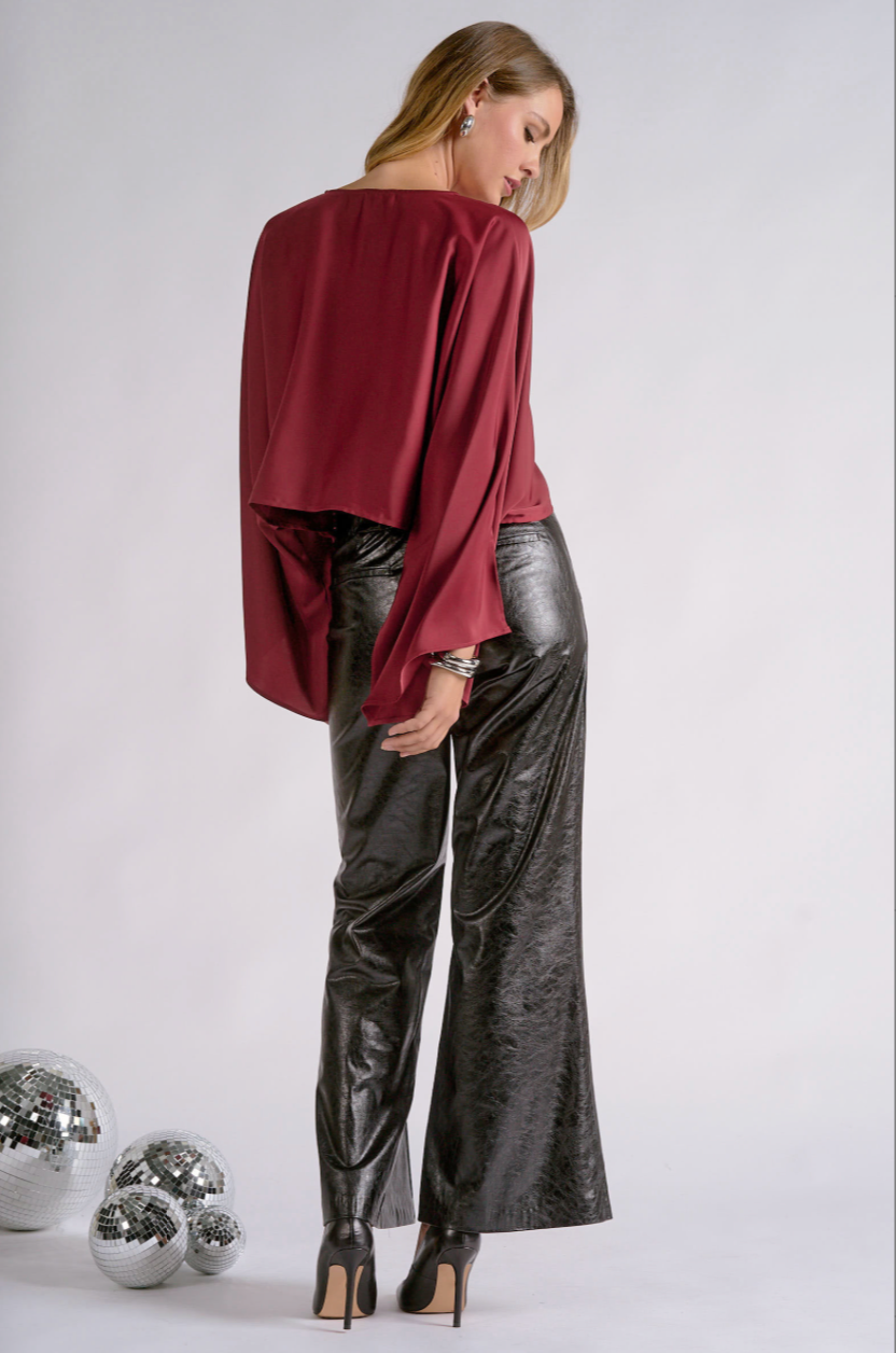 Laurie Crop Blouse Burgundy