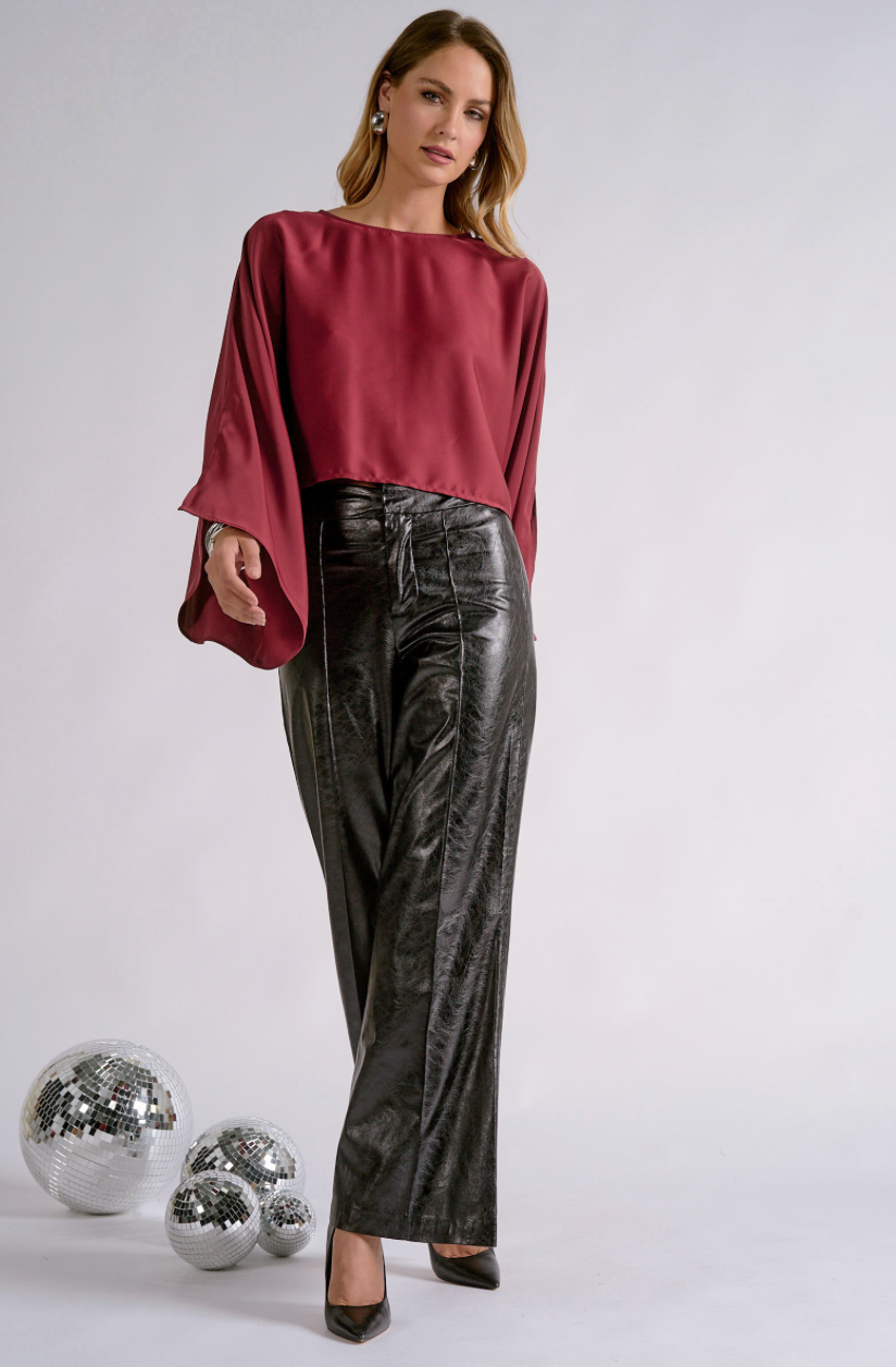 Laurie Crop Blouse Burgundy