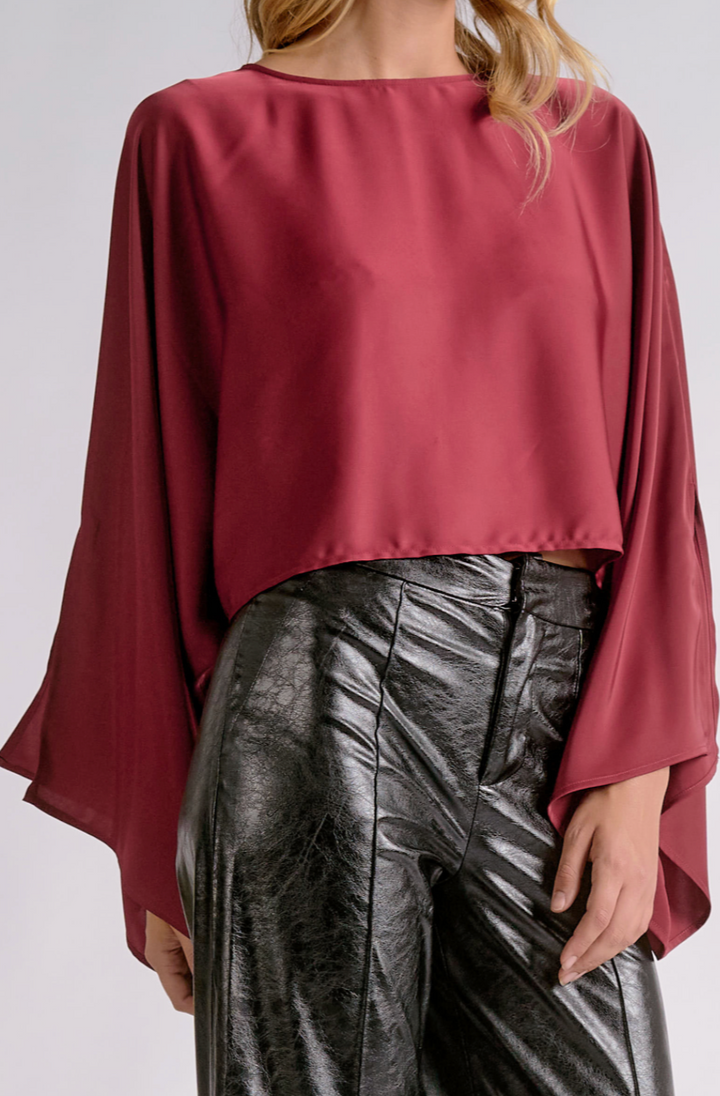 Laurie Crop Blouse Burgundy