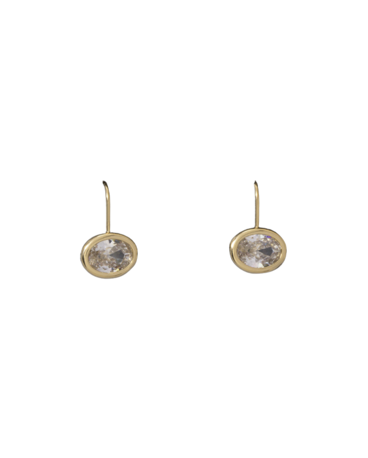 Oval Bezel CZ Earrings