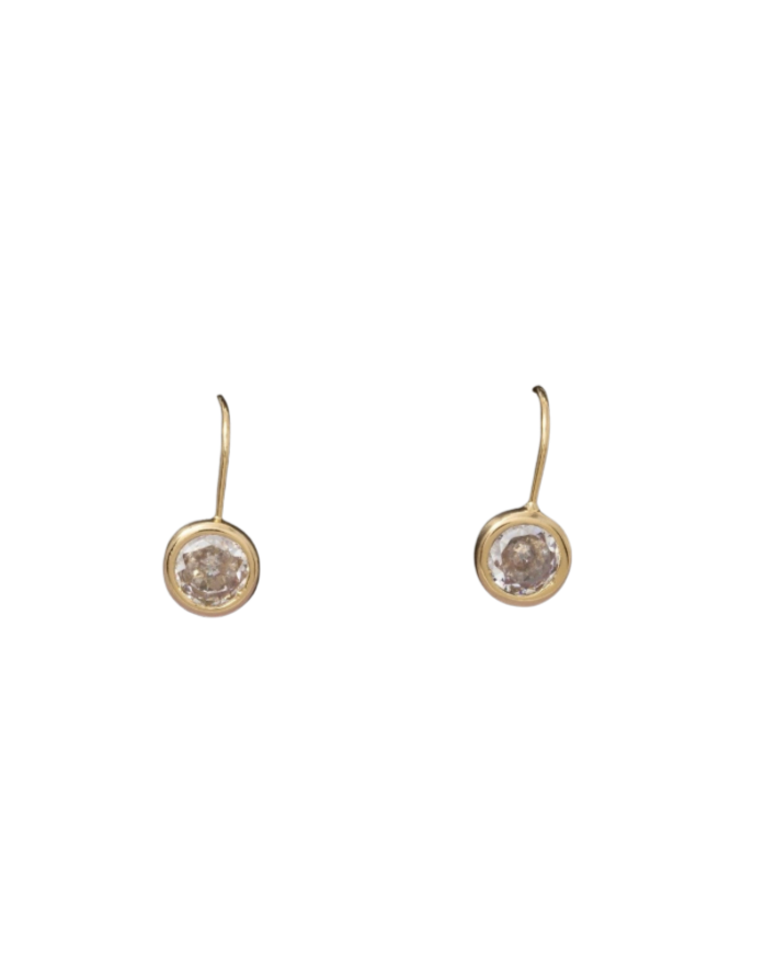 Round Bezel Drop Earrings