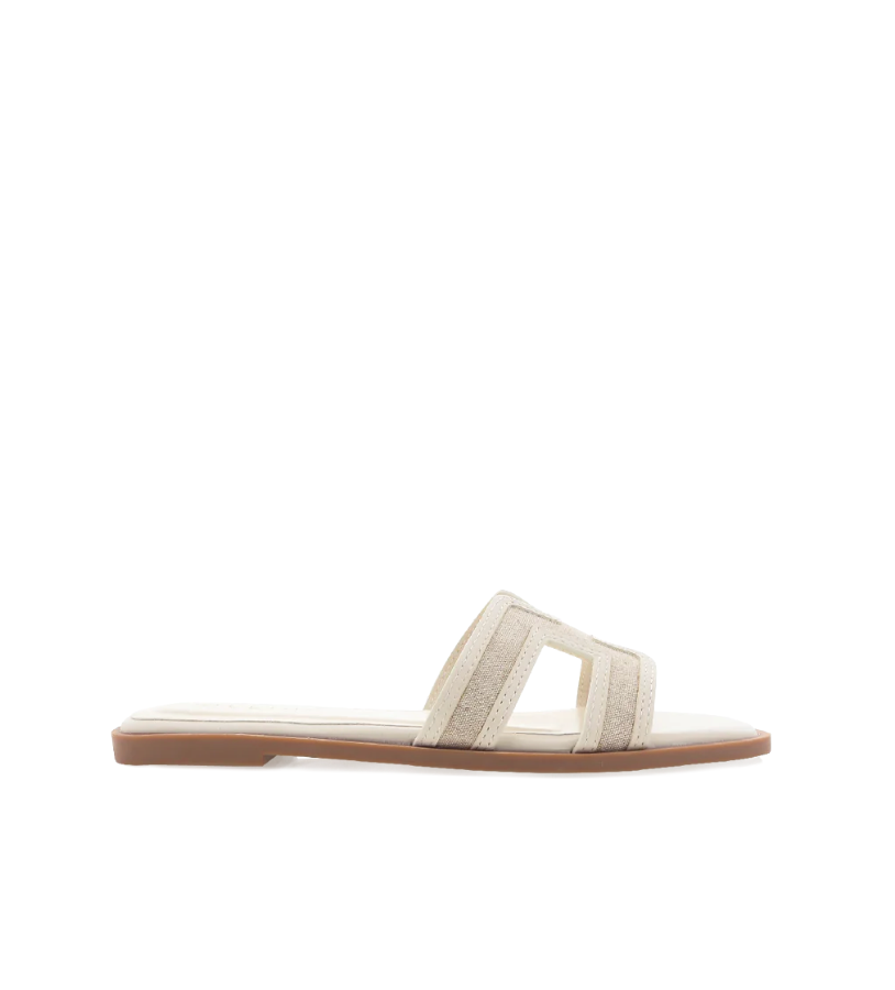 Gordy Flat Sandal Cream Linen