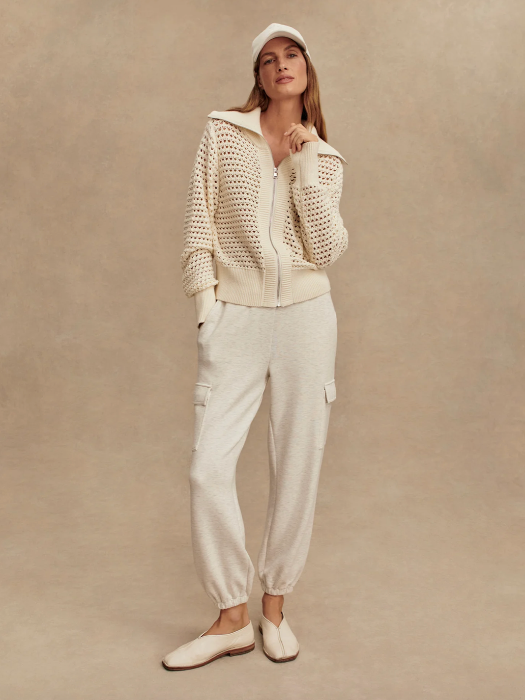 Eloise Full Zip Knit Egret