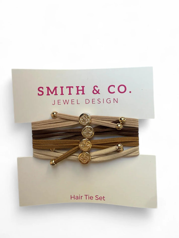 Skinny Hair Tie Set Caramel Latte