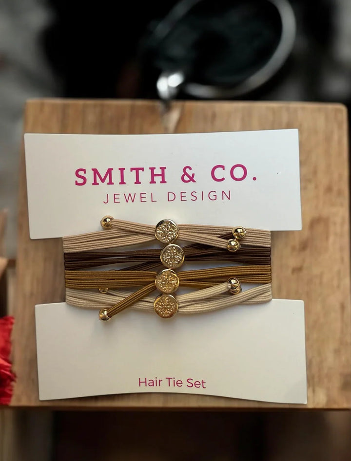 Skinny Hair Tie Set Caramel Latte
