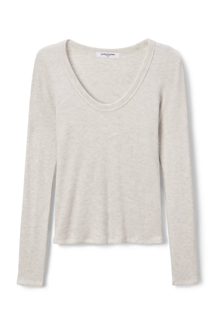 Esme Brushed Waffle Long Sleeve Tee U-Neck