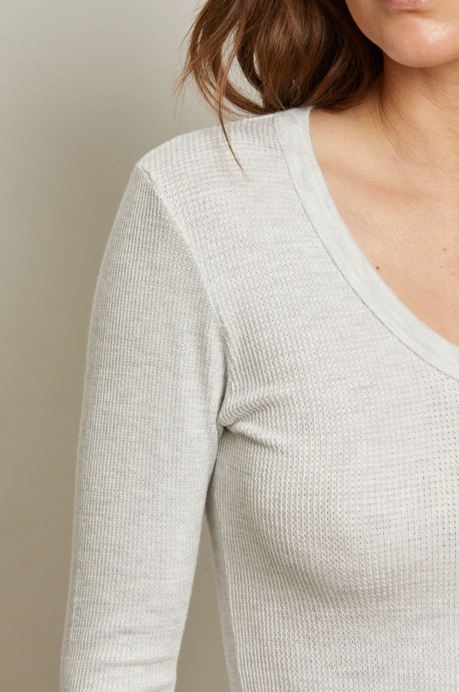Esme Brushed Waffle Long Sleeve Tee U-Neck