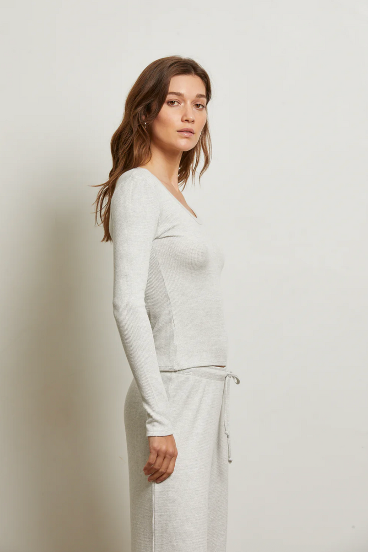 Esme Brushed Waffle Long Sleeve Tee U-Neck