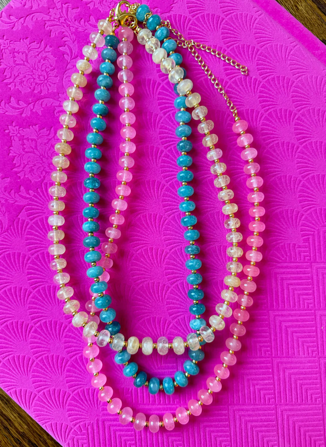 Sea Glass Necklace Hot Pink