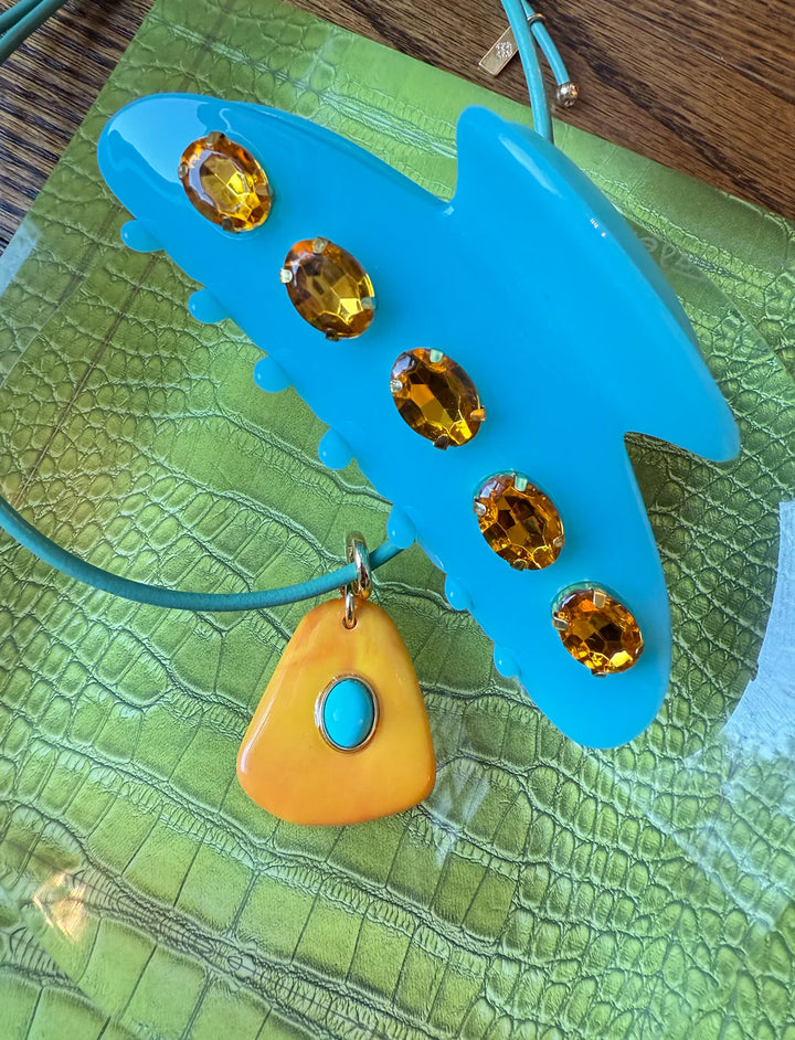 Beach Combing Necklace Turquoise/Orange