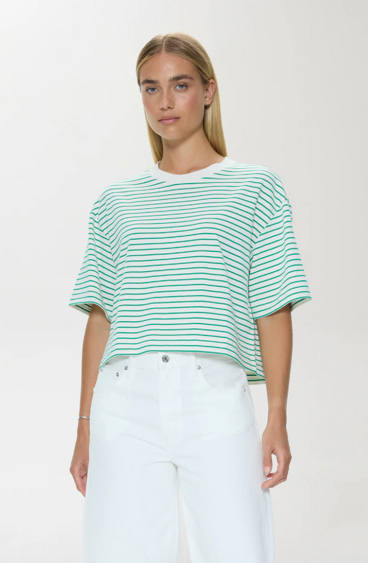 Mae Cropped Tee Vert Stripe