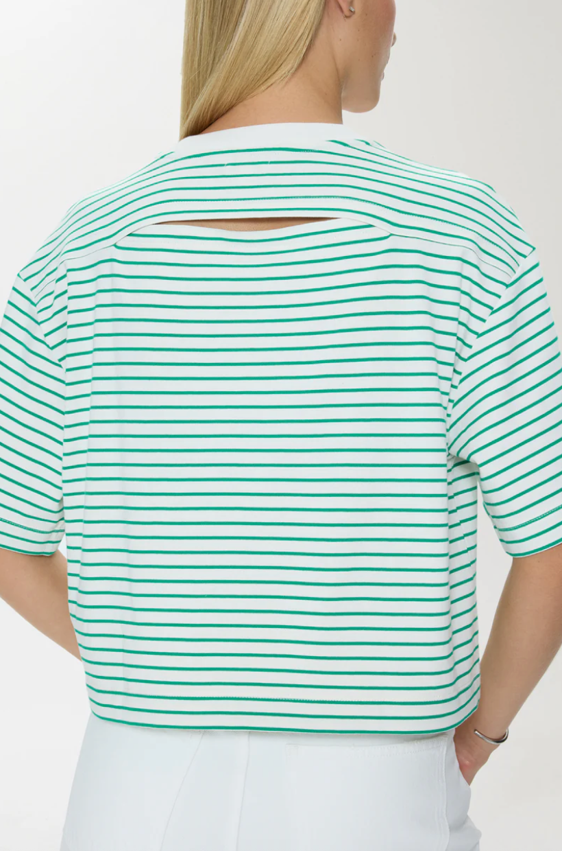 Mae Cropped Tee Vert Stripe