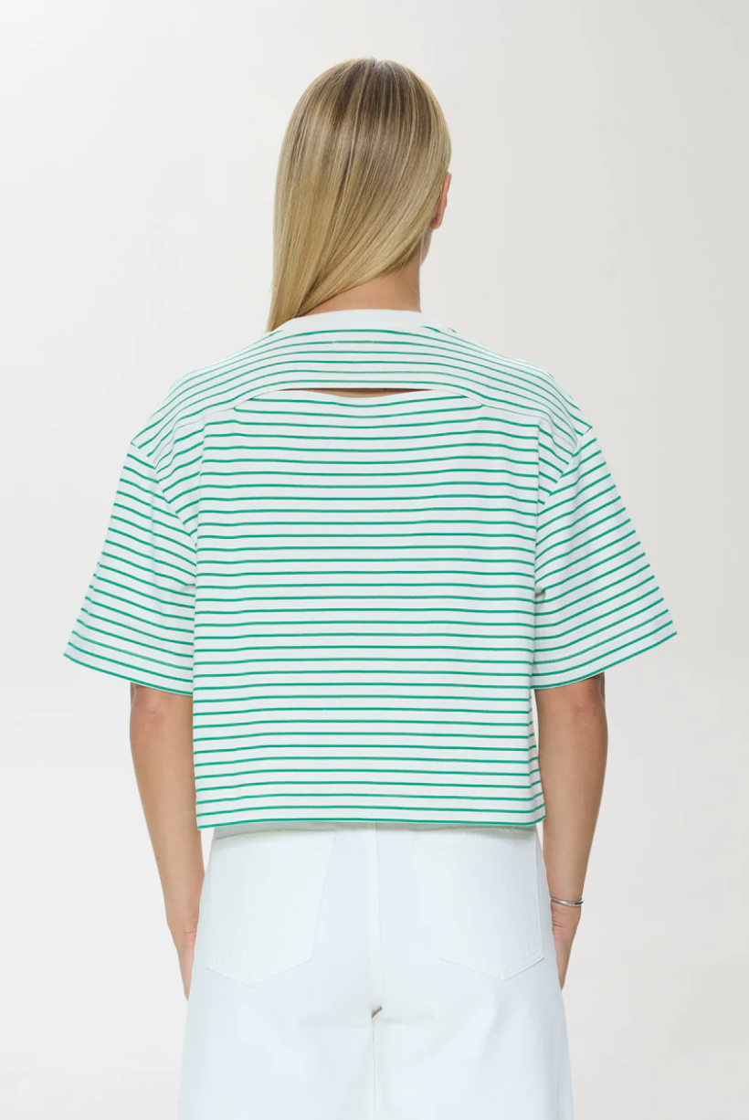 Mae Cropped Tee Vert Stripe