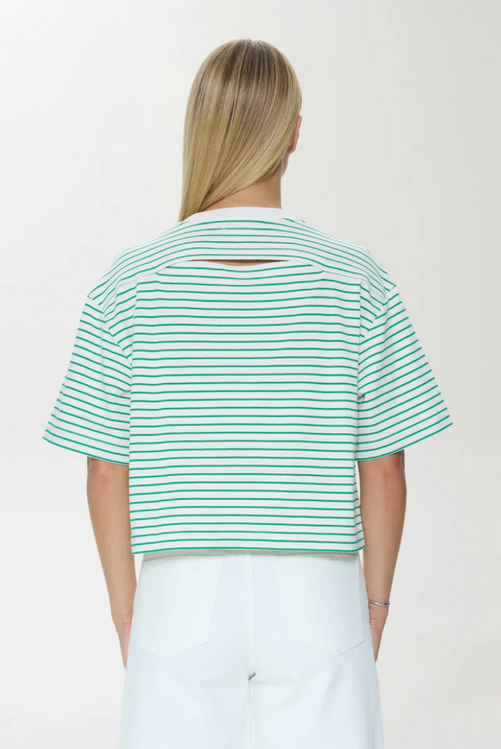 Mae Cropped Tee Vert Stripe