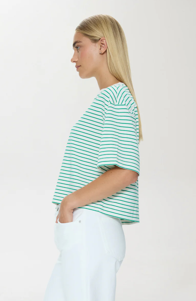 Mae Cropped Tee Vert Stripe