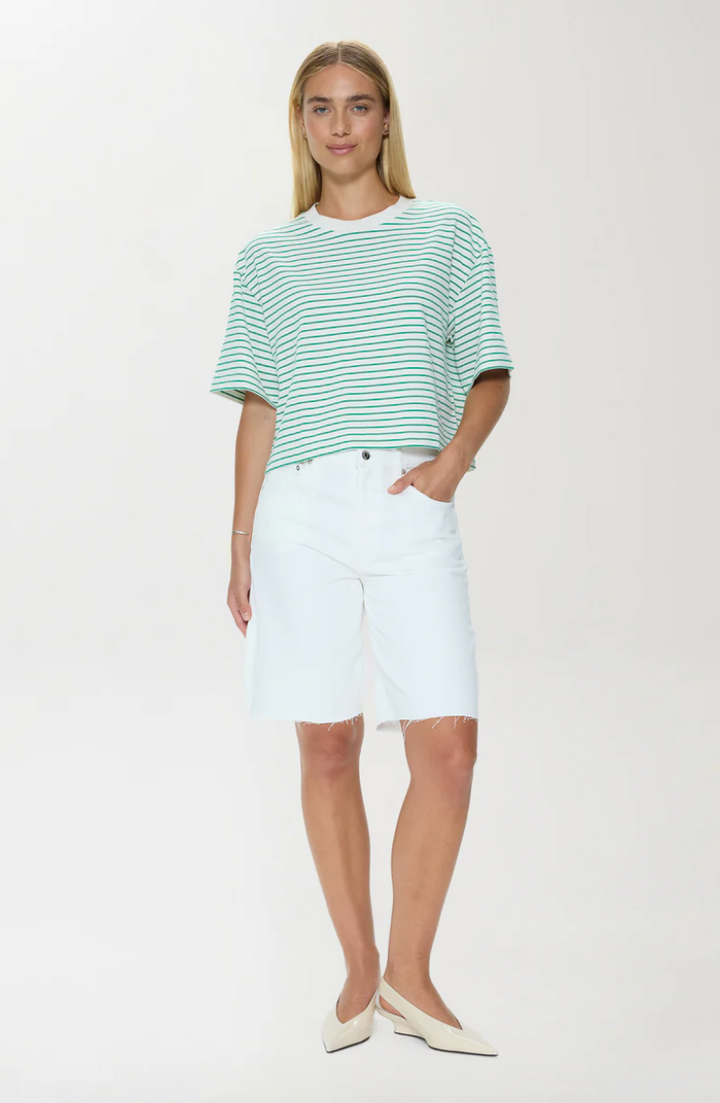 Mae Cropped Tee Vert Stripe