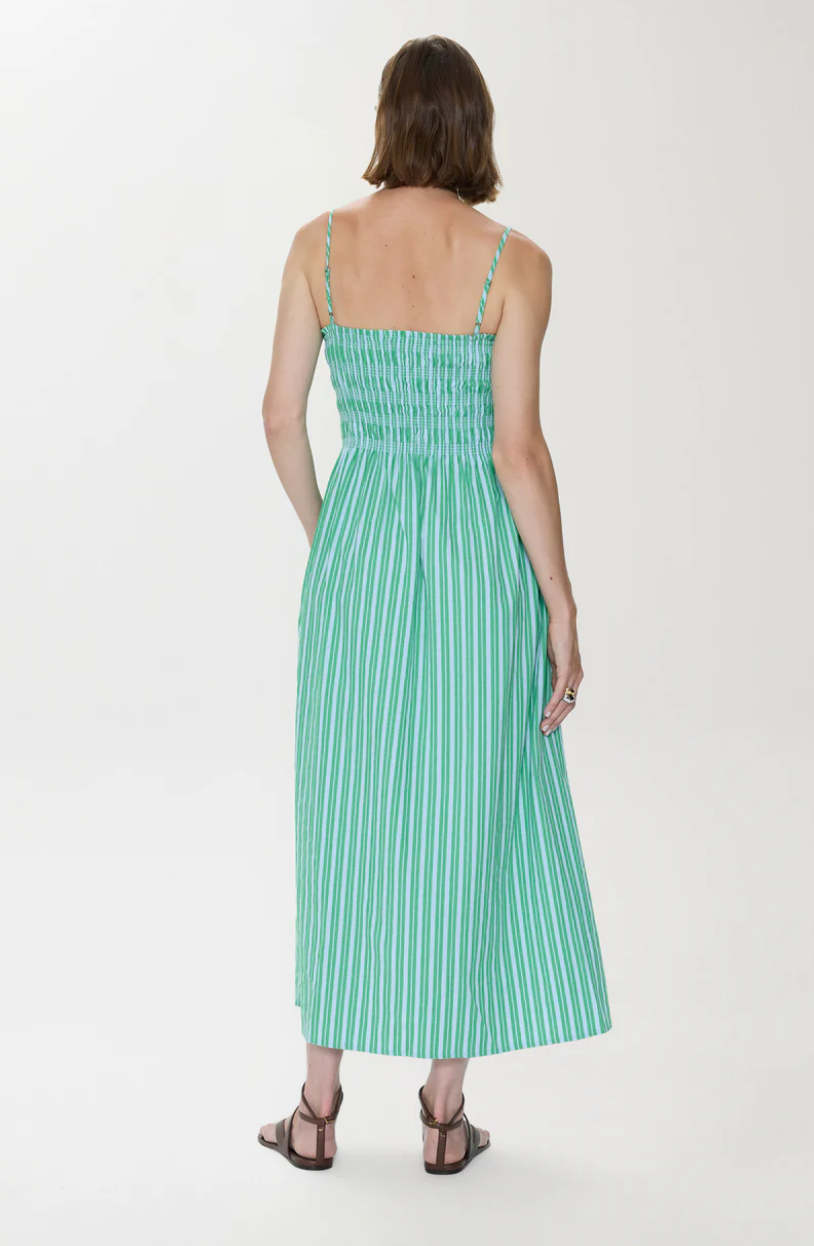 Bianca Dress Green Blue Stripe