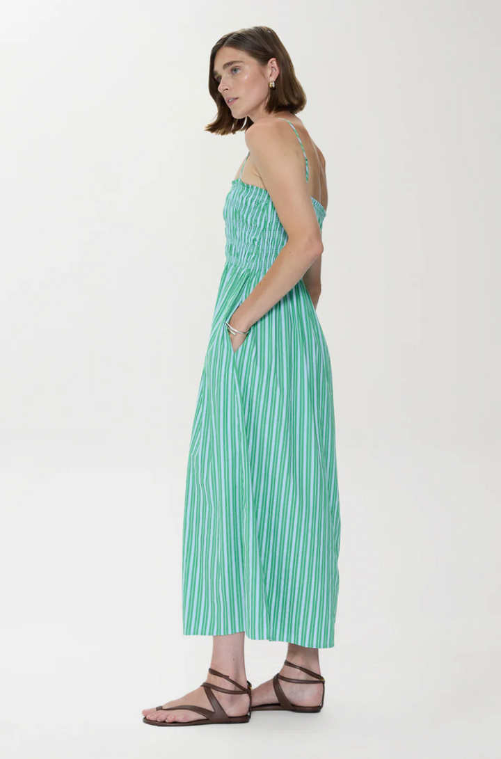 Bianca Dress Green Blue Stripe