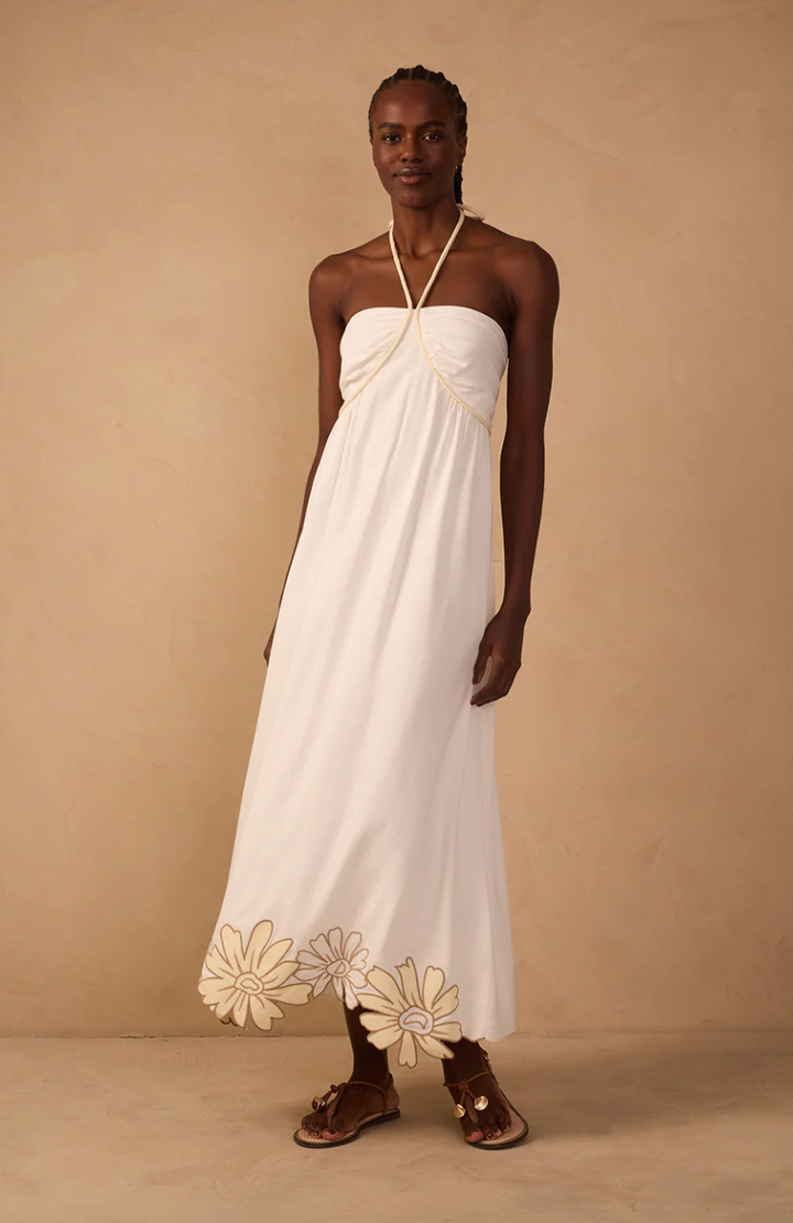 Embroidered Halter Maxi Dress