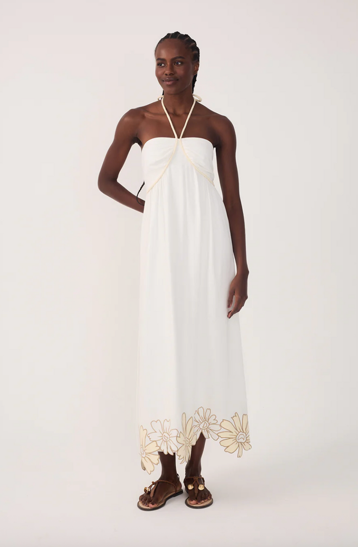 Embroidered Halter Maxi Dress