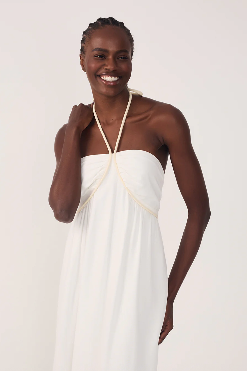 Embroidered Halter Maxi Dress