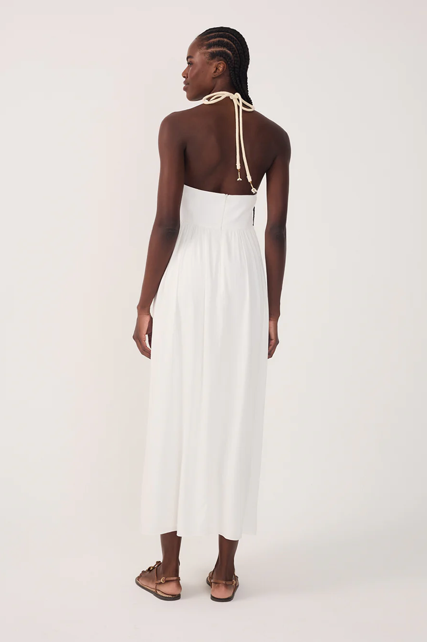 Embroidered Halter Maxi Dress