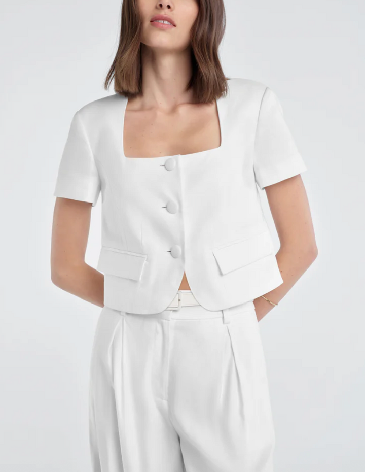 The Mayfair Linen Top White