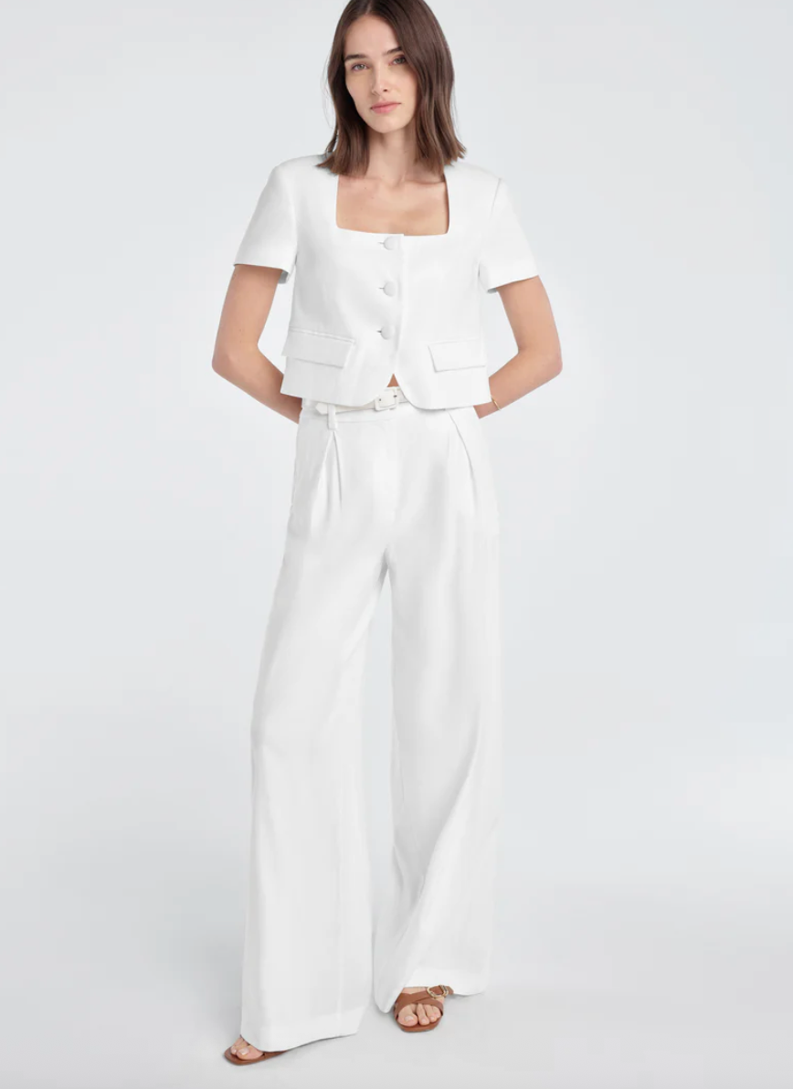 The Mayfair Linen Top White