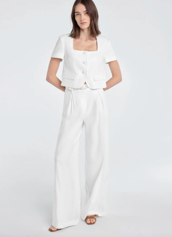 The Mayfair Linen Top White