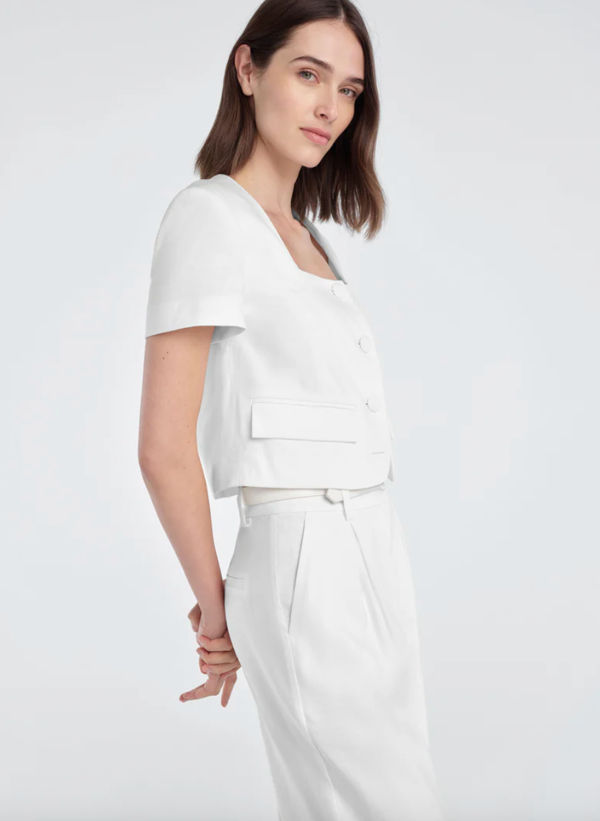 The Mayfair Linen Top White