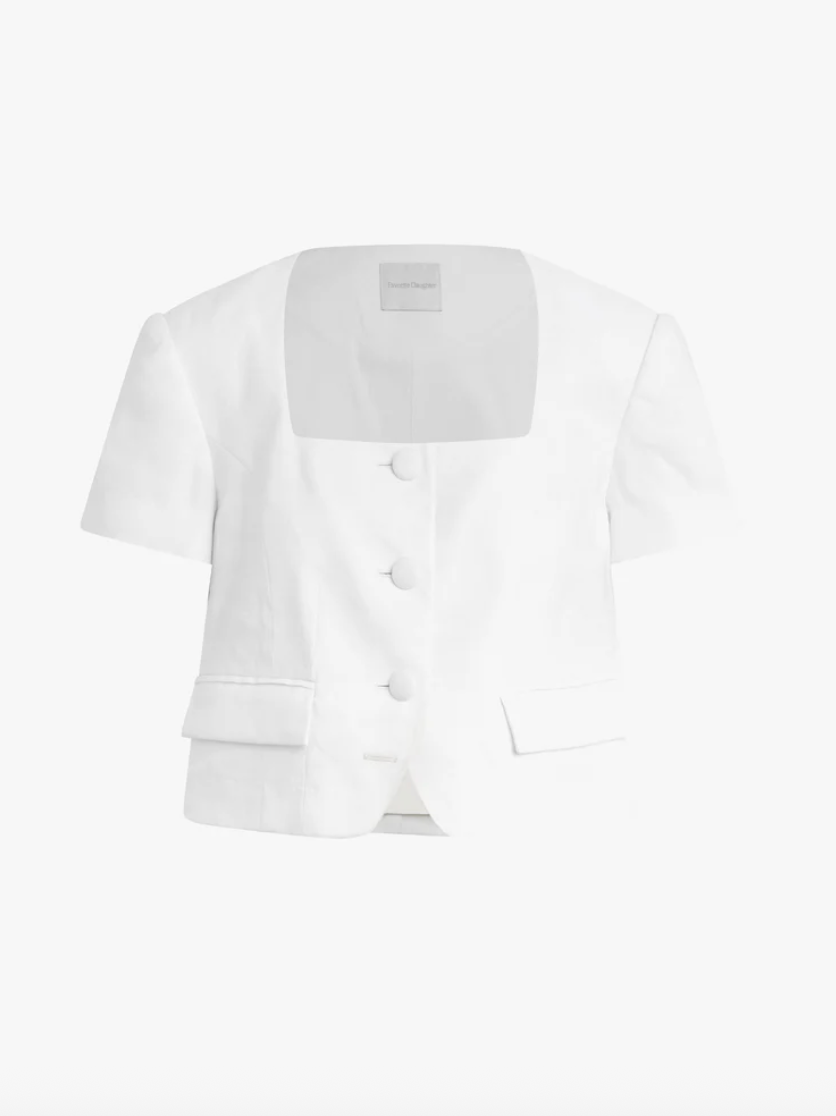 The Mayfair Linen Top White