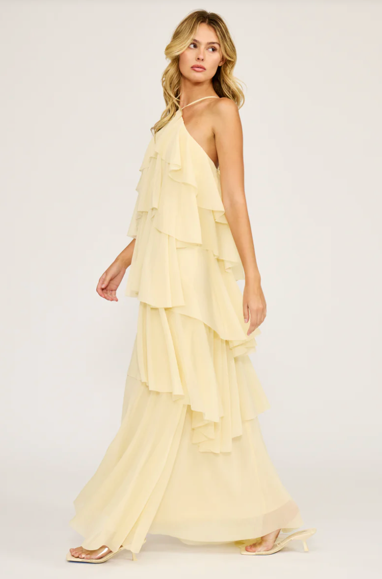Emery Ruffle Dress Yellow