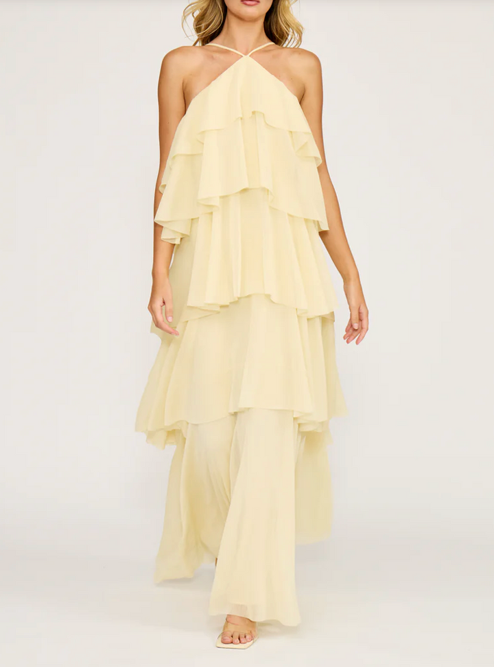 Emery Ruffle Dress Yellow