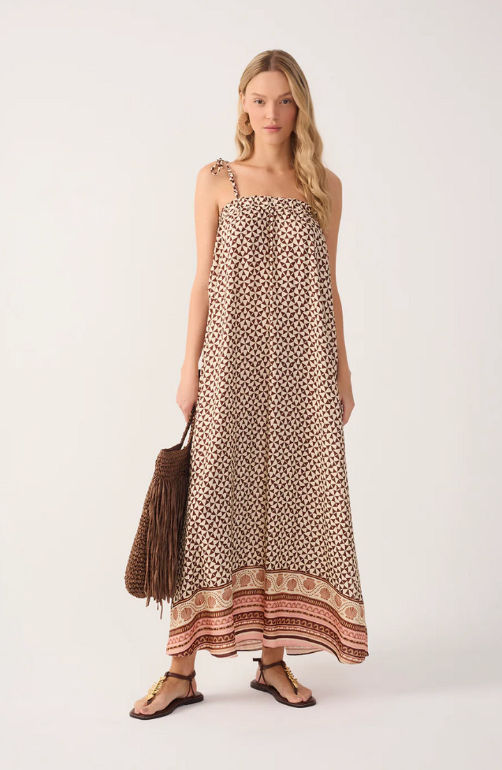 Beige Solstice Beaded Straps Maxi Dress