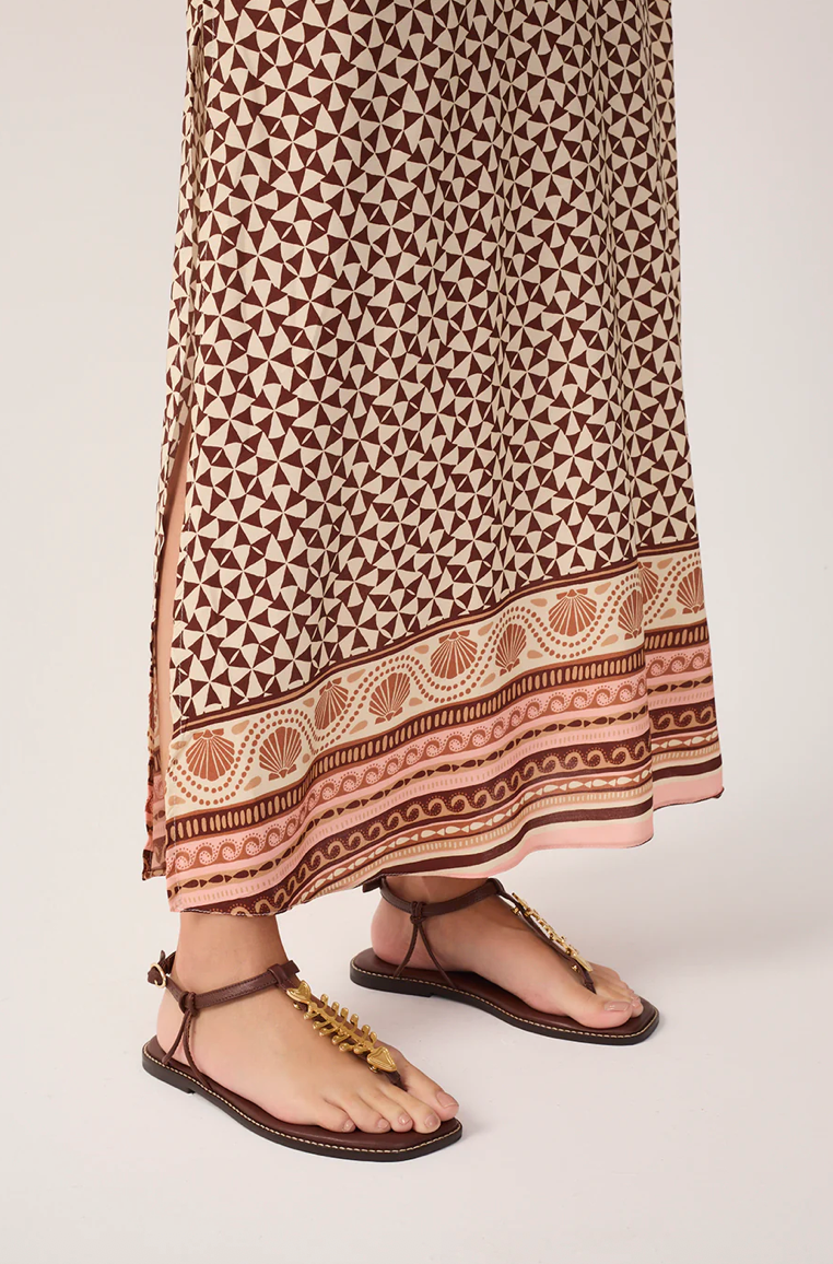 Beige Solstice Beaded Straps Maxi Dress