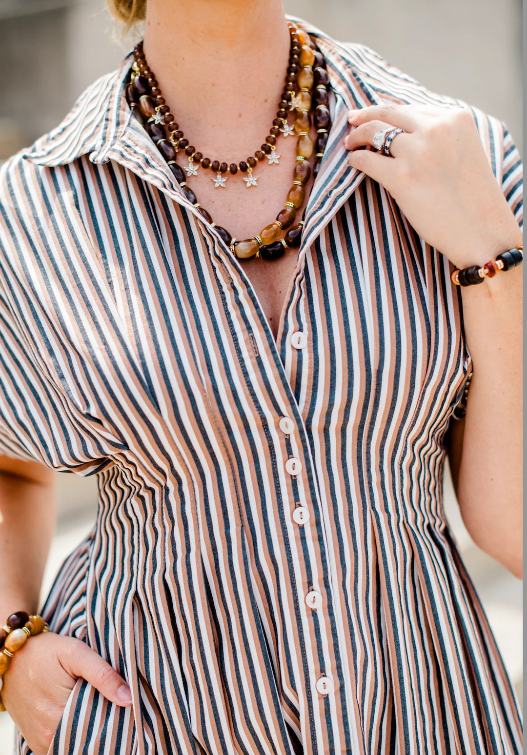 Chunky Link Necklace Light Brown