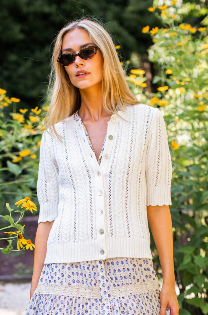 Leah Pointelle Cardi Ivory