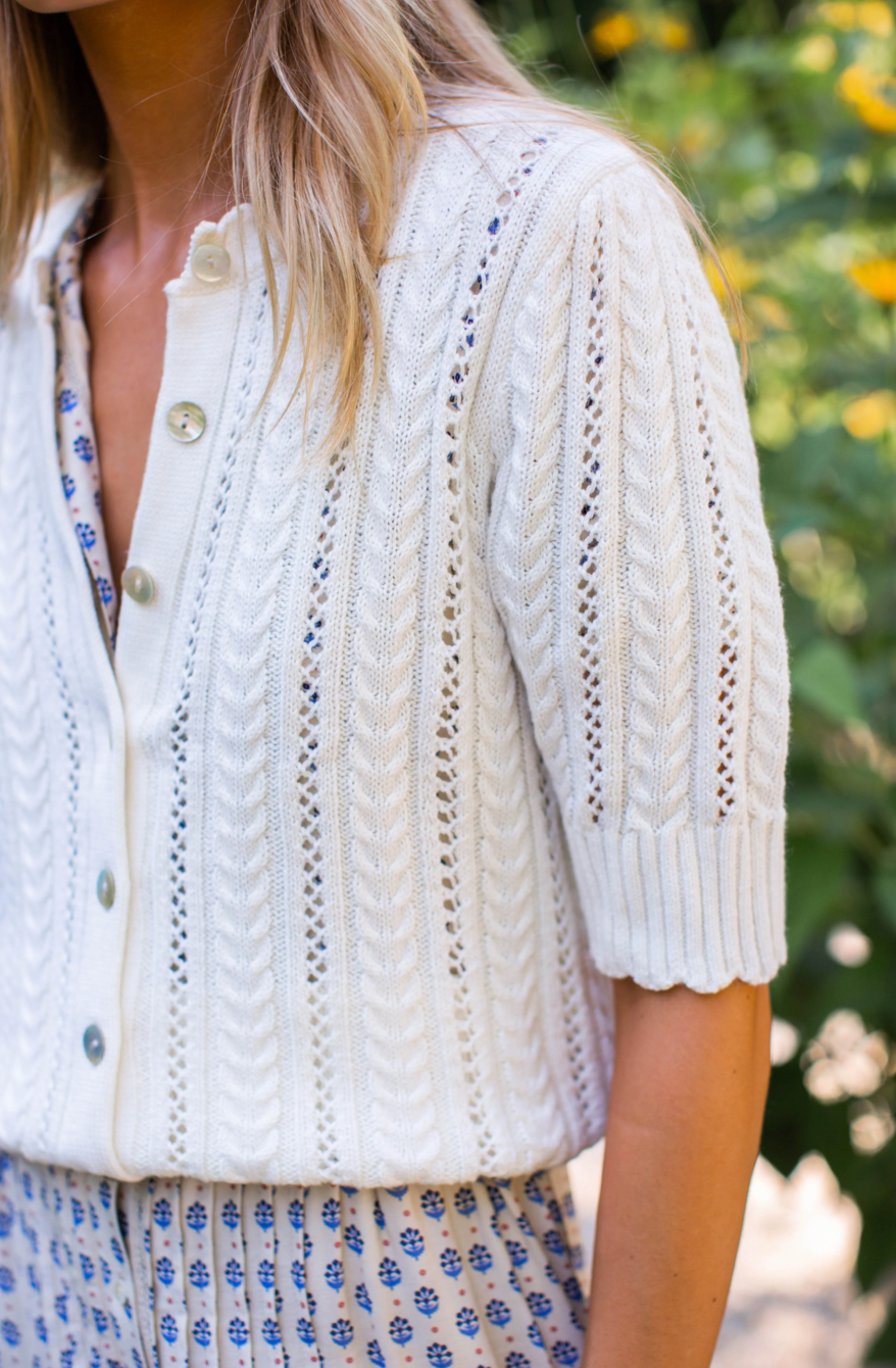 Leah Pointelle Cardi Ivory