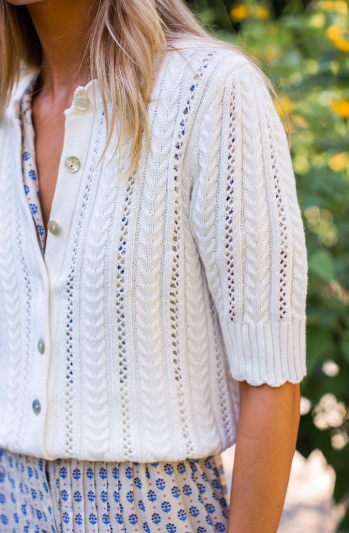 Leah Pointelle Cardi Ivory
