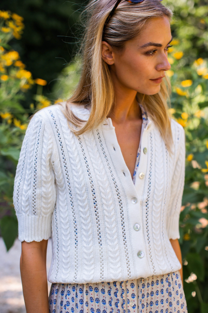 Leah Pointelle Cardi Ivory