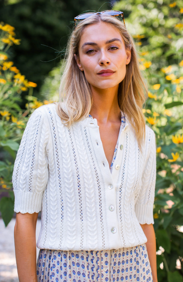 Leah Pointelle Cardi Ivory