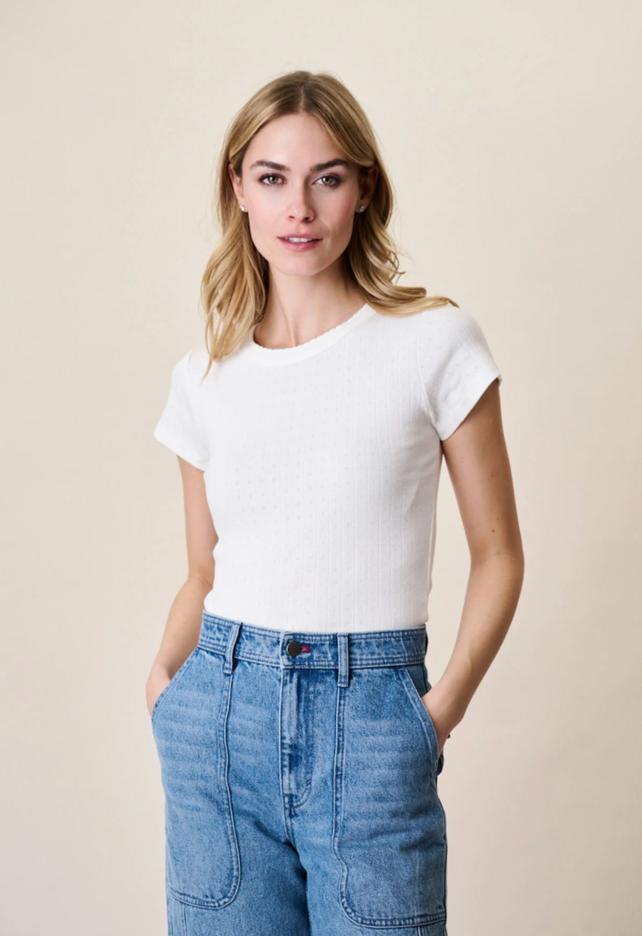 Pointelle Crewneck Tee Ivory
