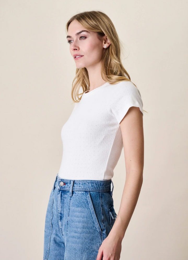 Pointelle Crewneck Tee Ivory