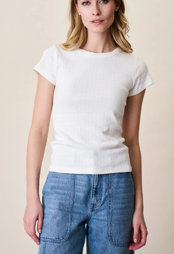 Pointelle Crewneck Tee Ivory