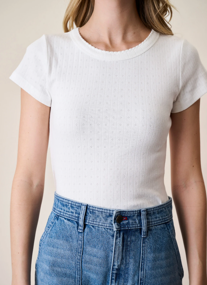Pointelle Crewneck Tee Ivory