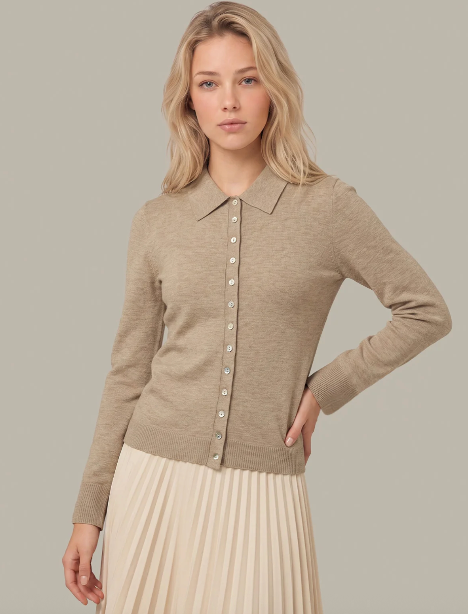 Joss Fitted Polo Collar Cardi